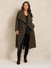 Evans Brown Faux Shearling Waterfall Coat - Image 2 of 6