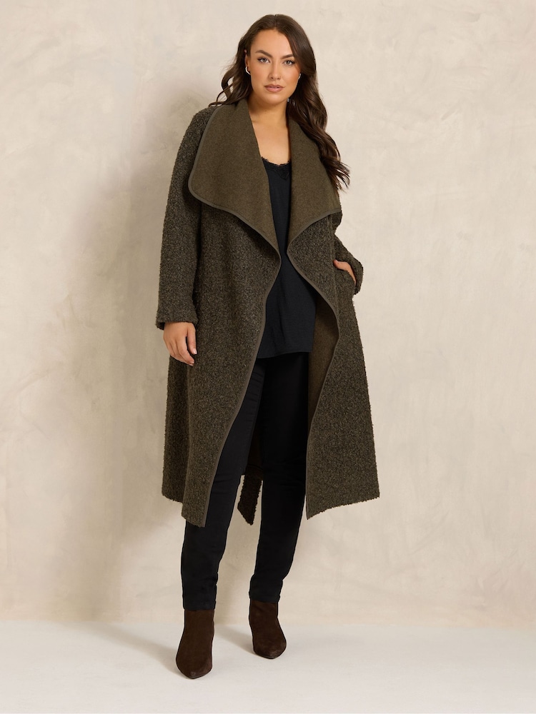 Evans Brown Faux Shearling Waterfall Coat - Image 2 of 6 Evans Brown Faux Shearling Waterfall Coat - Image 2 of 6
