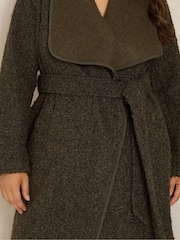 Evans Brown Faux Shearling Waterfall Coat - Image 4 of 6