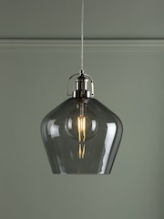 Laura Ashley Grey Rye Smoked Glass Pendant Ceiling Light - Image 1 of 6