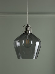 Laura Ashley Grey Rye Smoked Glass Pendant Ceiling Light - Image 2 of 6