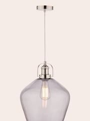 Laura Ashley Grey Rye Smoked Glass Pendant Ceiling Light - Image 3 of 6