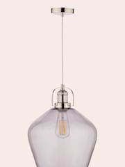 Laura Ashley Grey Rye Smoked Glass Pendant Ceiling Light - Image 4 of 6