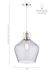 Laura Ashley Grey Rye Smoked Glass Pendant Ceiling Light - Image 6 of 6