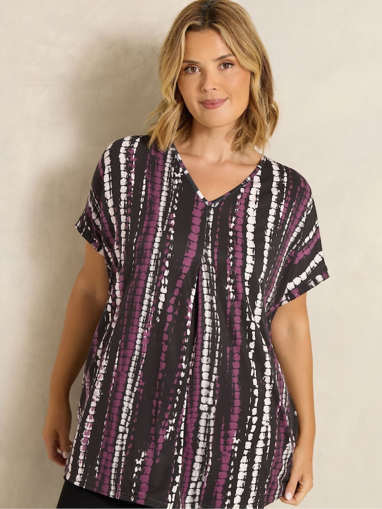 Evans Pink Short Sleeve Pleat Swing Top - Image 1 of 6 Evans Pink Short Sleeve Pleat Swing Top - Image 1 of 6