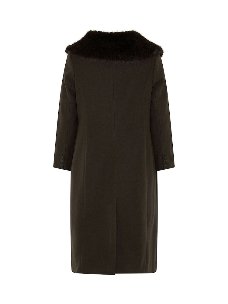 بني - Evans Faux Fur Collar Coat - صورة 6 من 6 بني - Evans Faux Fur Collar Coat - صورة 6 من 6