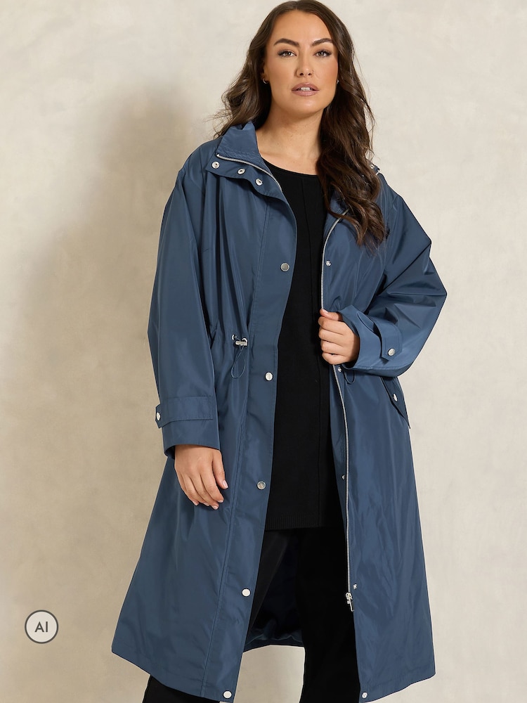 Evans Blue Longline Raincoat - Image 1 of 6 Evans Blue Longline Raincoat - Image 1 of 6