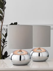Chrome Pebble Twin Pack Table Lamp - Image 1 of 10