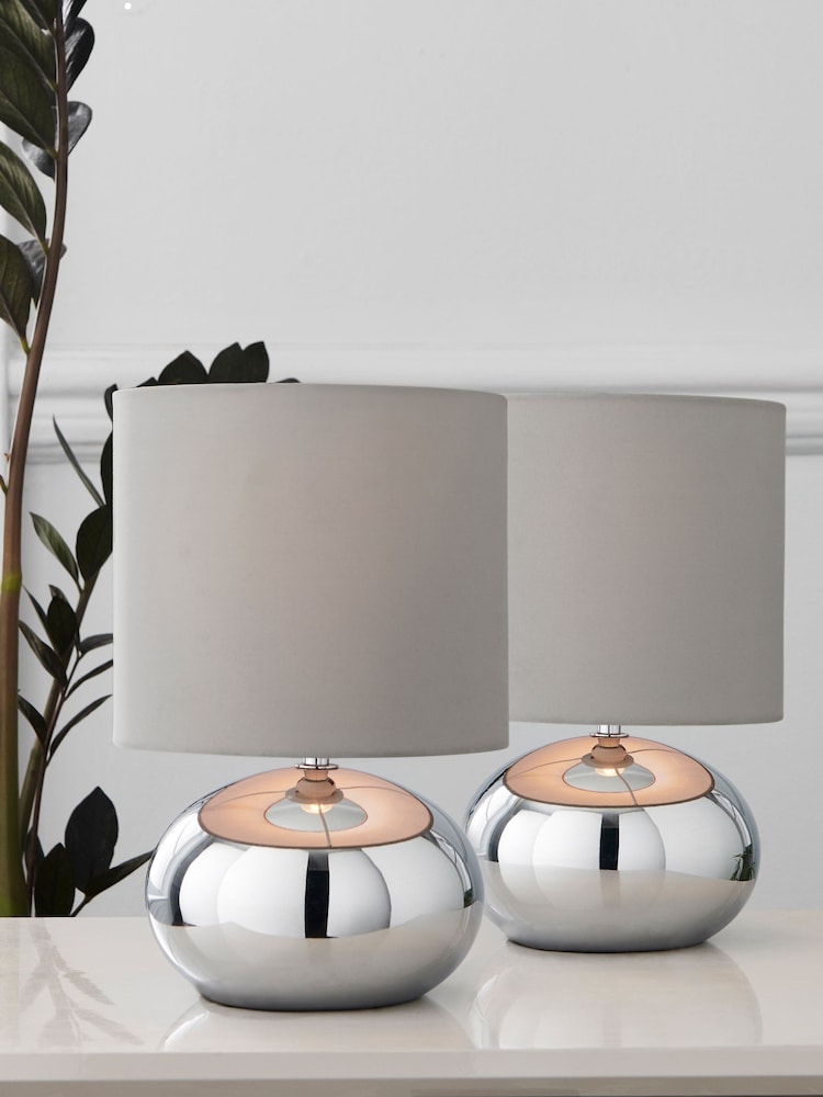 Chrome Pebble Twin Pack Table Lamp - Image 1 of 10