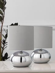 Chrome Pebble Twin Pack Table Lamp - Image 2 of 10