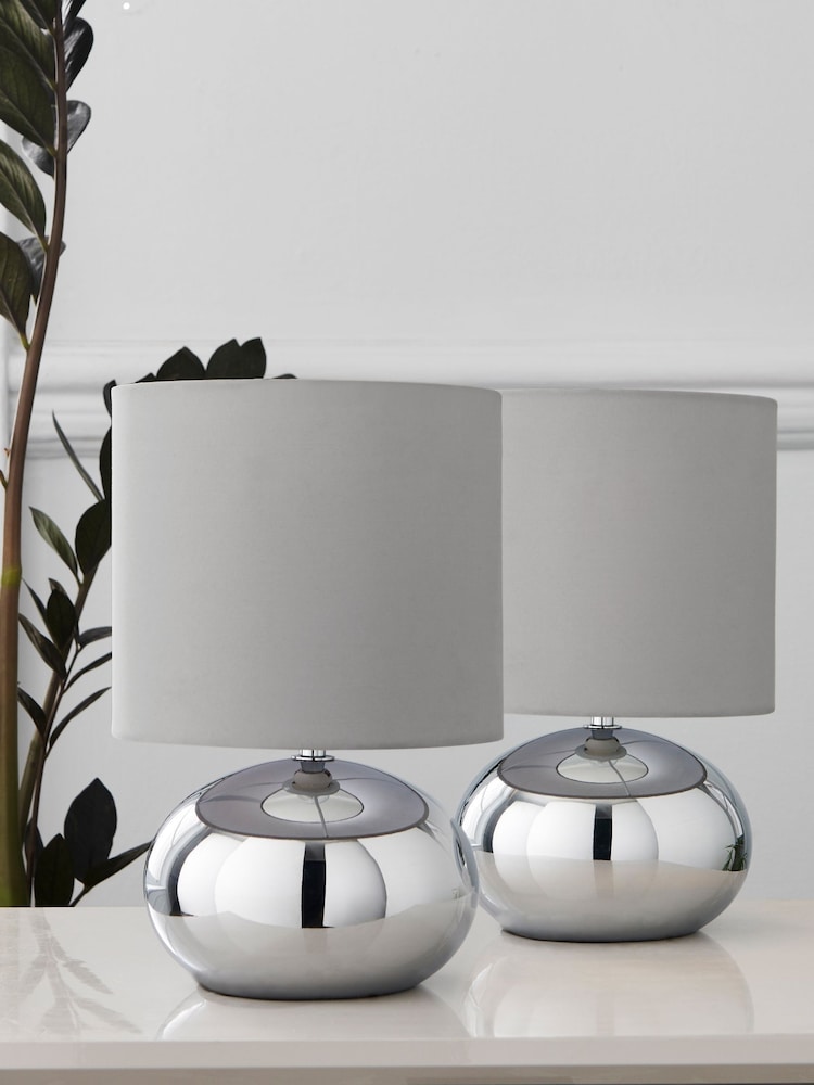 Chrome Pebble Twin Pack Table Lamp - Image 2 of 10