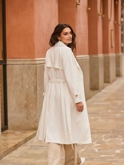 Sosandar Cream Longline Belted Trench Coat - Image 4 of 5