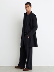 Reiss Navy Dusk Wool-Blend Double-Breasted Epsom Overcoat - Image 1 of 9