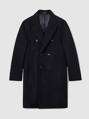 Reiss Navy Dusk Wool-Blend Double-Breasted Epsom Overcoat - Image 2 of 9