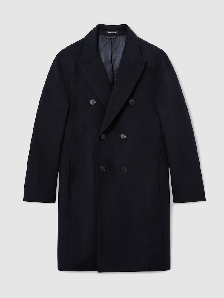 Reiss Navy Dusk Wool-Blend Double-Breasted Epsom Overcoat - Image 2 of 9