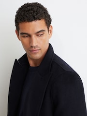 Reiss Navy Dusk Wool-Blend Double-Breasted Epsom Overcoat - Image 4 of 9