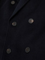 Reiss Navy Dusk Wool-Blend Double-Breasted Epsom Overcoat - Image 9 of 9