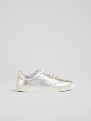 LK Bennett Gold Runner Leather Trainers - Image 1 of 3