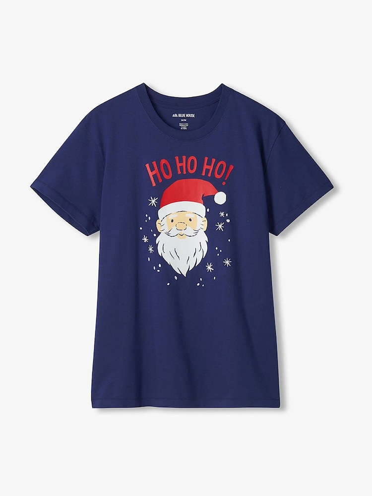 Hatley Blue Allover Santa Christmas T-Shirt - Image 1 of 1 Hatley Blue Allover Santa Christmas T-Shirt - Image 1 of 1