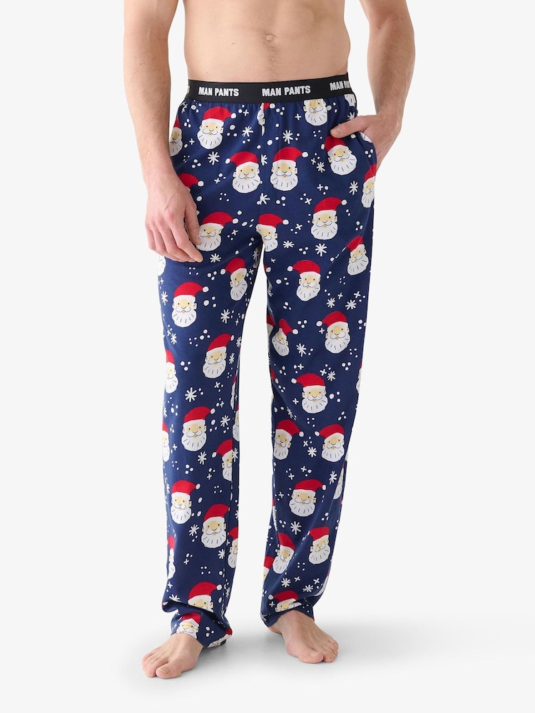 Hatley Blue Allover Santa Christmas Pyjamas - Image 1 of 4 Hatley Blue Allover Santa Christmas Pyjamas - Image 1 of 4