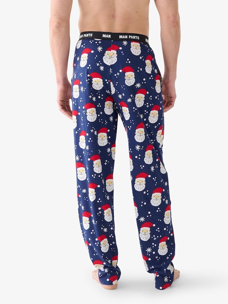 Hatley Blue Allover Santa Christmas Pyjamas - Image 2 of 4 Hatley Blue Allover Santa Christmas Pyjamas - Image 2 of 4