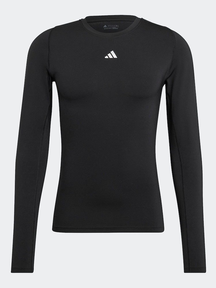 adidas Black Techfit Aeroready Long Sleeve Top - Image 7 of 7