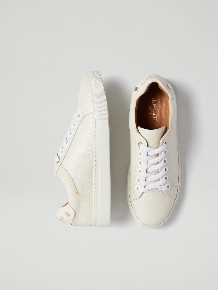 LK Bennett White Signature Leather Trainers - Image 4 of 4