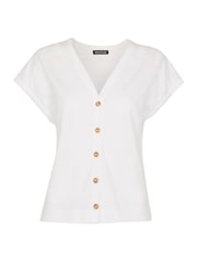 Whistles White Aubrie Button Through 100% Cotton Top - Image 4 of 4