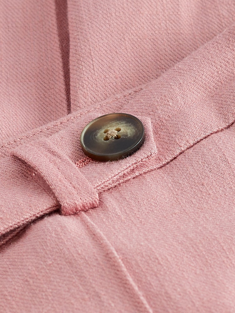 Pink Linen Tapered Leg Trousers - Image 7 of 7