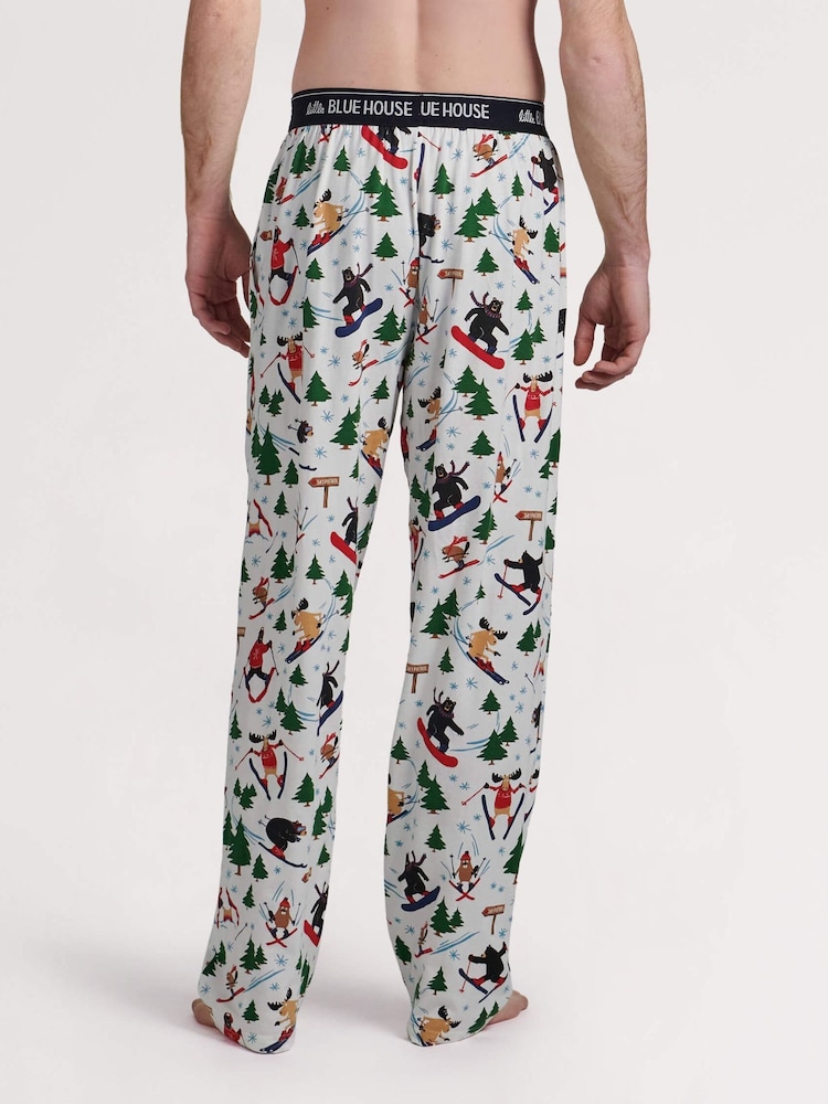 Hatley White Wild About Skiing Jersey Christmas Pajamas - Image 1 of 1 Hatley White Wild About Skiing Jersey Christmas Pajamas - Image 1 of 1