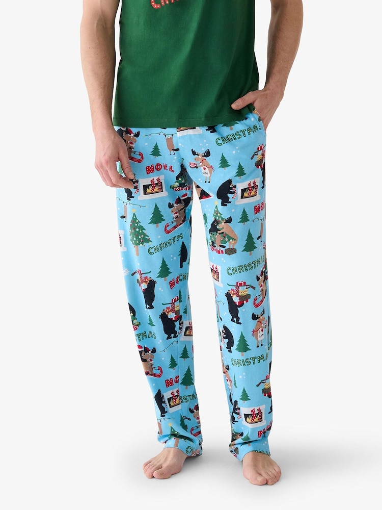 Hatley Blue Wild About Christmas Pyjamas Bottoms - Image 1 of 4 Hatley Blue Wild About Christmas Pyjamas Bottoms - Image 1 of 4