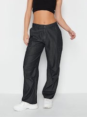 PixieGirl Petite Grey Parachute 100% Cotton Trousers - Image 1 of 3