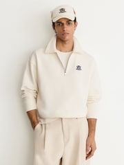 Off White - Reiss Avi Monogram Relaxed puspiedurkņu sporta krekls - Attēls 1 no 6