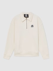 Off White - Reiss Avi Monogram Relaxed puspiedurkņu sporta krekls - Attēls 2 no 6