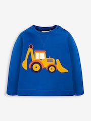 JoJo Maman Bébé Cobalt Blue Digger Appliqué Sweatshirt - Image 1 of 2