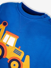 JoJo Maman Bébé Cobalt Blue Digger Appliqué Sweatshirt - Image 2 of 2