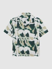 Reiss Green Saxon 9-14 yrs Cuban Collar Short Sleeve Shirt - Image 2 of 6