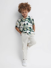Reiss Green Saxon 9-14 yrs Cuban Collar Short Sleeve Shirt - Image 3 of 6