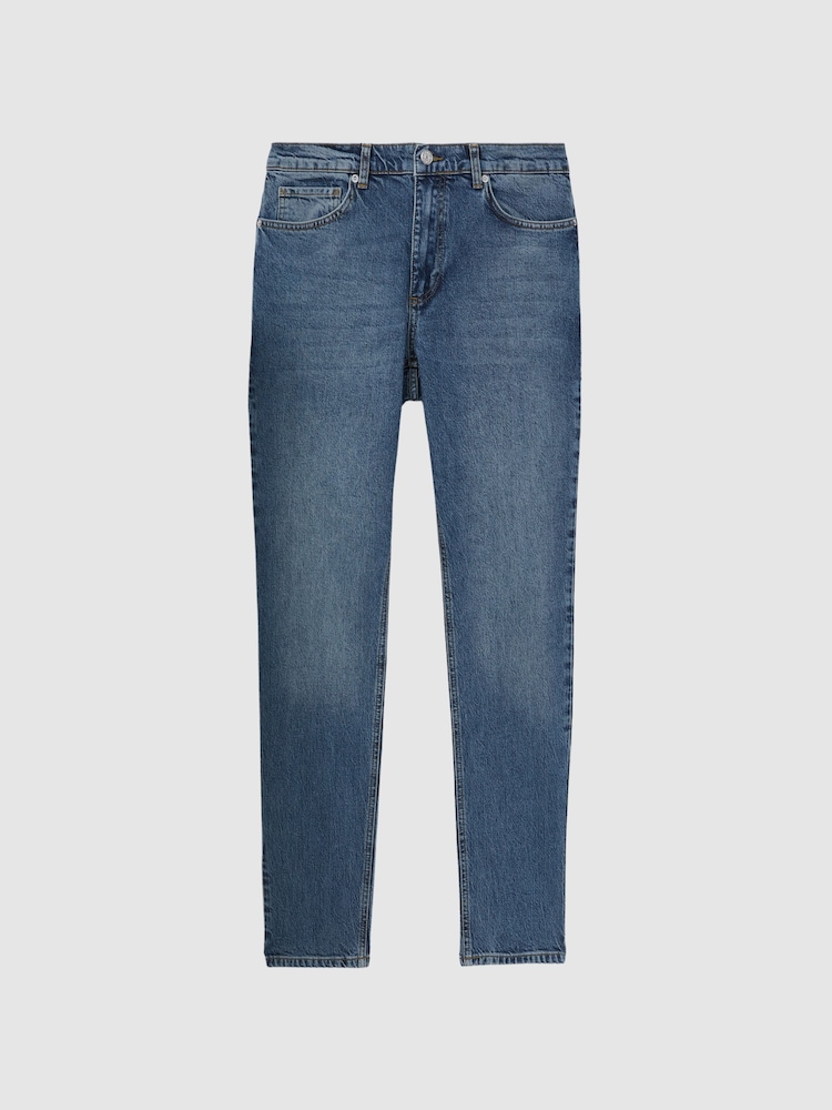 Reiss Mid Blue Athens Mid Rise Tapered Jeans - Image 2 of 6