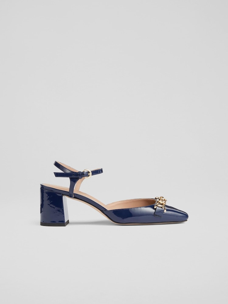 LK Bennett Mindy Patent Leather Ankle Strap Courts - Image 1 of 4