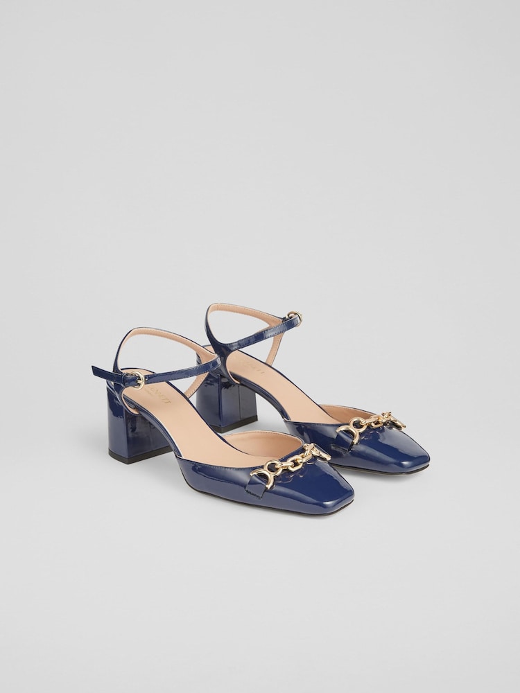 LK Bennett Mindy Patent Leather Ankle Strap Courts - Image 2 of 4