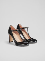 LK Bennett Black Patent Leather Annalise T-Bar Shoes - Image 2 of 4