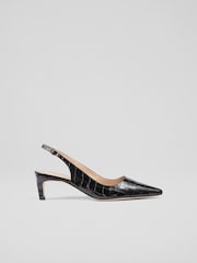 LK Bennett Croc Effect Leather Kitten Heels - Imagem 1 de 4