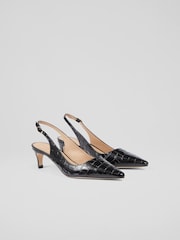 LK Bennett Croc Effect Leather Kitten Heels - Imagem 2 de 4