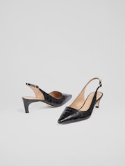 LK Bennett Croc Effect Leather Kitten Heels - Imagem 4 de 4