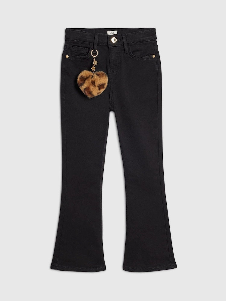 River Island Black Flared Jeans with Keychain - Image 1 of 4 River Island Black Flared Jeans with Keychain - Image 1 of 4