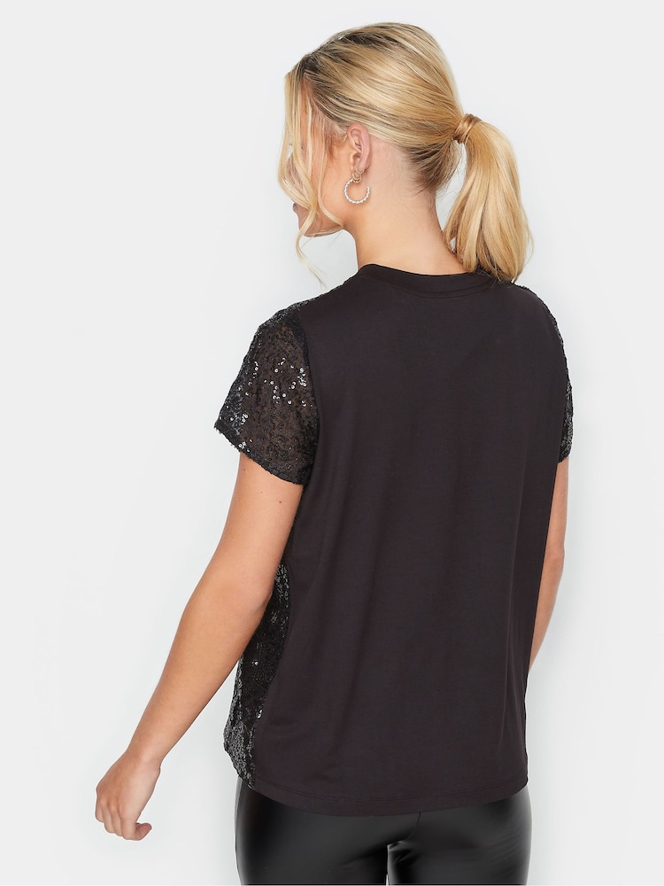 PixieGirl Petite Black Sequin Front T-Shirt - Image 2 of 4