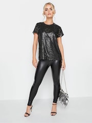 PixieGirl Petite Black Sequin Front T-Shirt - Image 3 of 4