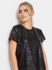 PixieGirl Petite Black Sequin Front T-Shirt - Image 4 of 4