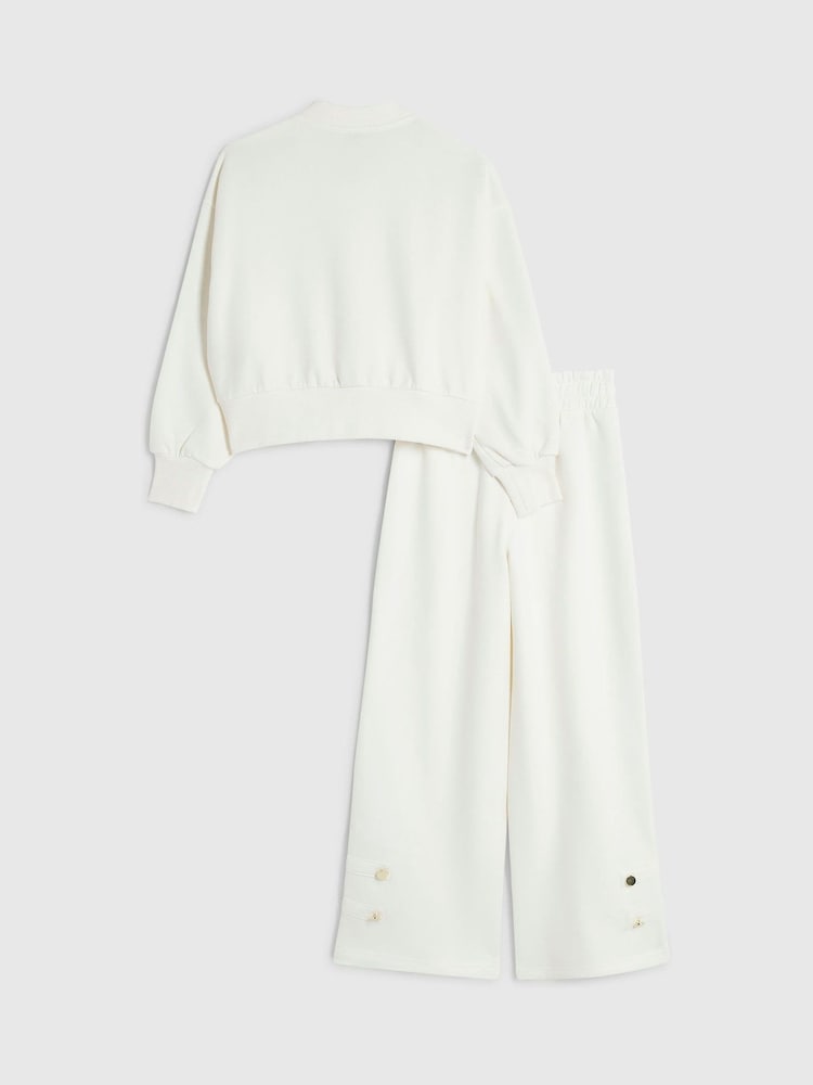 River Island Cream Drummer Bomber Jacket & Trouser Set - Image 2 of 5